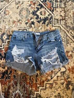 KanCan Distressed Medium Blue Denim Cutoff Shorts